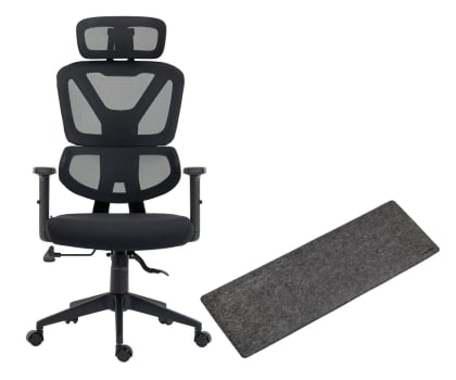 Fotel ergonomiczny Silver Monkey Fotel biurowy SMO-750 + DESK MAT XL Czarna